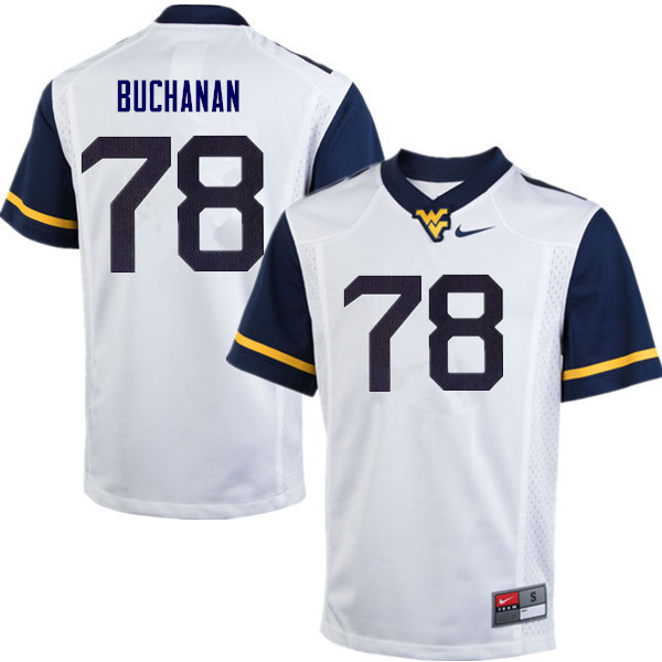 NCAA Men's Daniel Buchanan West Virginia Mountaineers White #78 Nike Stitched Football College Authentic Jersey MU23H76HD